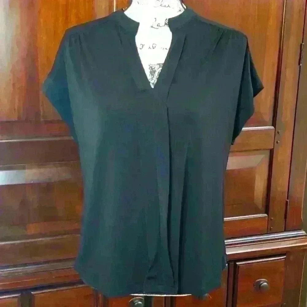 Monteau Short Sleeve Black Top - Size Large